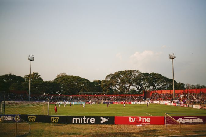 Kedira, East Java Indonesia - October 4, 2019: Soccer game on the field
