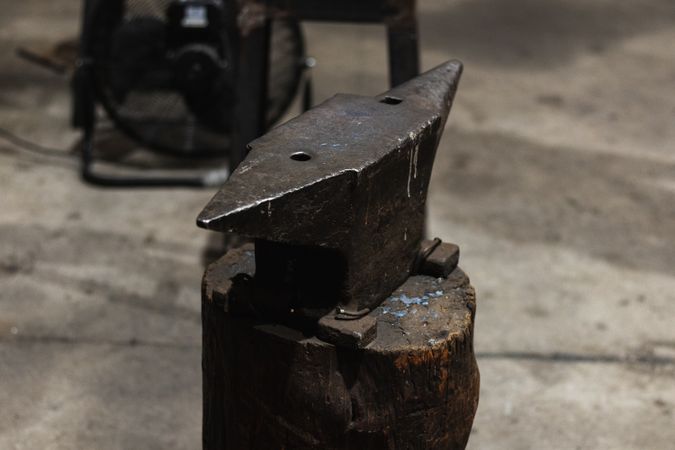 Metal anvil in workshop for metalwork