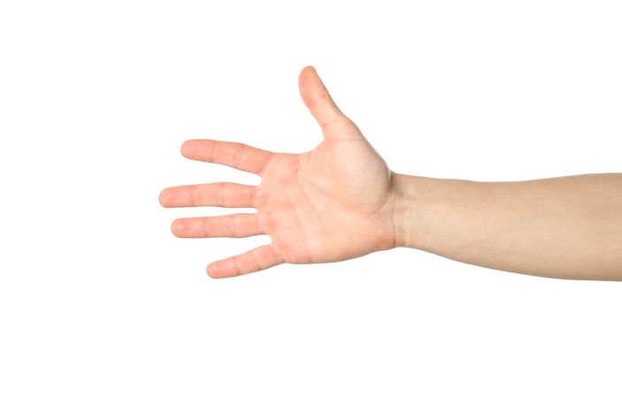 Male hand isolated on plain background. Gestures