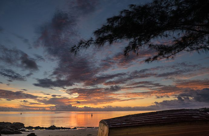 Vast ocean at sunset in Mauritius