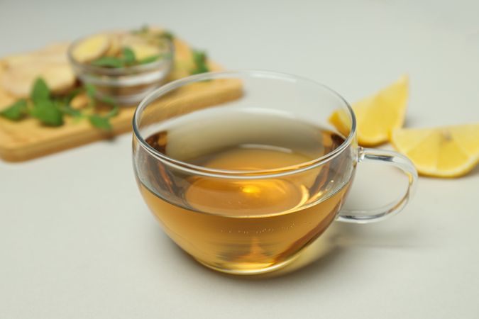 Cold treatment, healthcare concept - tea with ginger