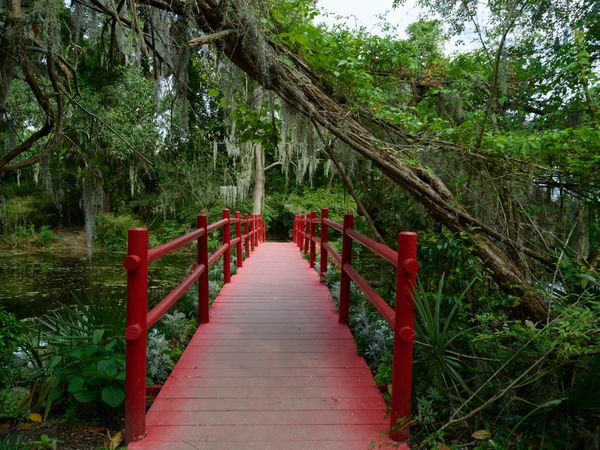 Footbridge on the grounds of the Magnolia House, Charleston, South Carolina