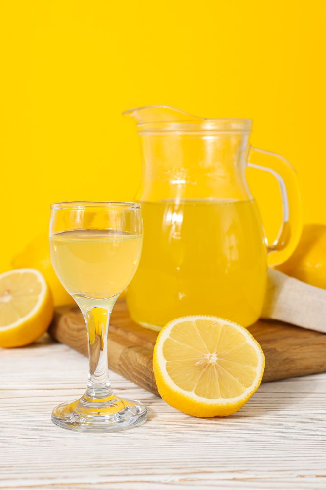 Concept of fresh summer drink - Limoncello cocktail