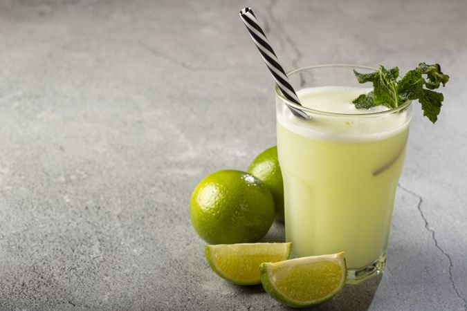 Refreshing lemonade with mint. Lemonade, summer drink.