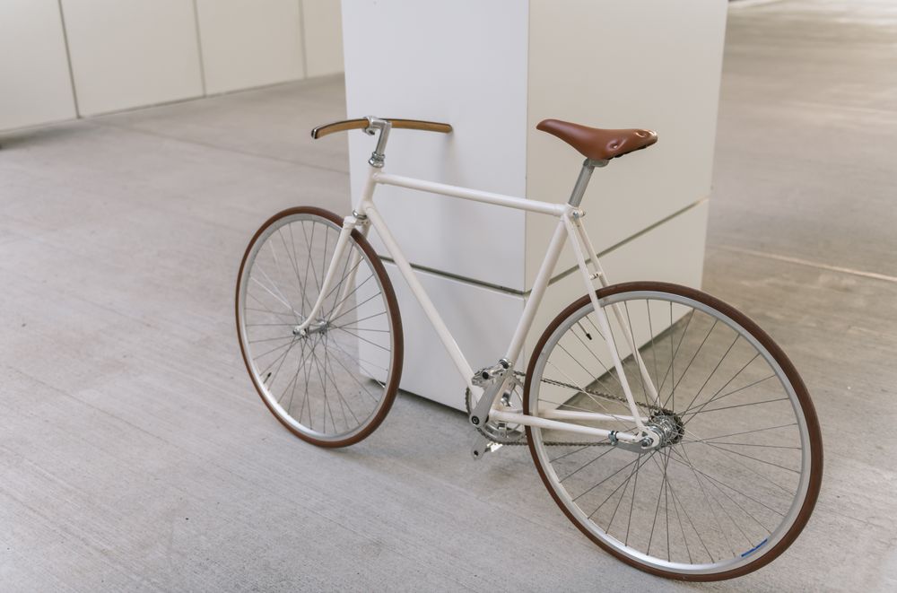 Bicycle parked outside modern building