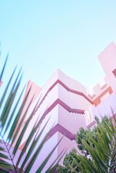 Pink construction with stairs and floors