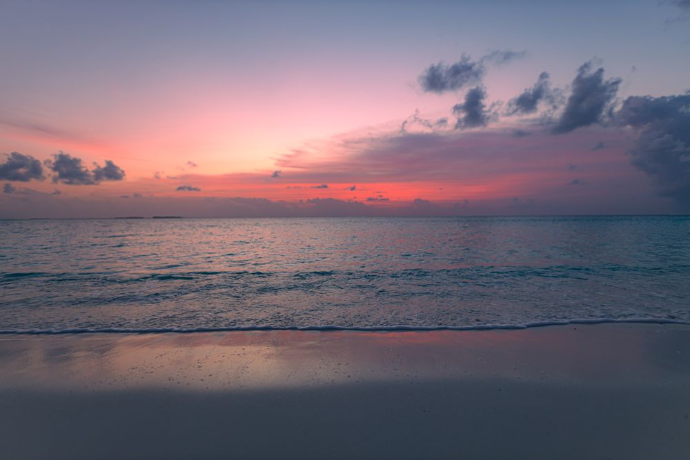 Dusk on a beach in the Maldives