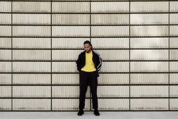 Black male near concrete blocks