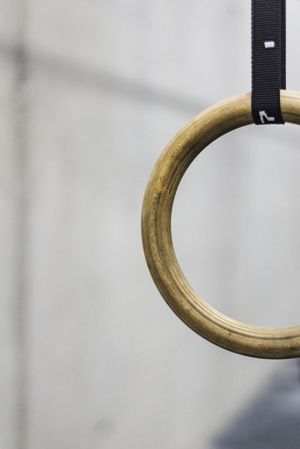 Gymnastic ring hanging in gym