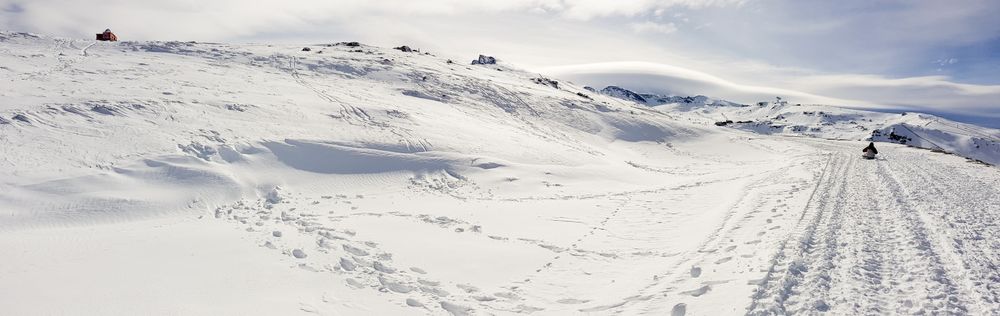 Panorama of ski resort of Sierra Nevada in winter