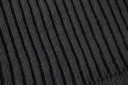 Close up dark grey knitted fabric background texture.
