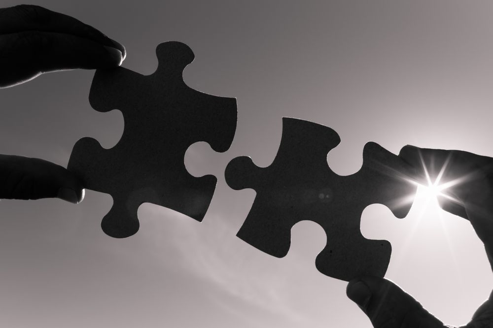 Both hands hold each puzzle