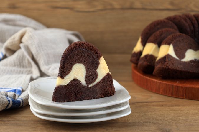 Slice Bundt Chocolate Brownie Cream Cheese