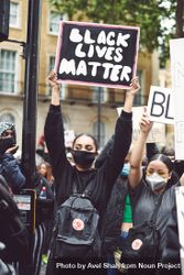 London, England, United Kingdom - June 6th, 2020: Young women with Black Lives Matter signs 48Bkk0