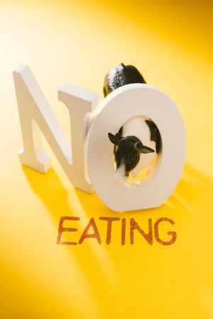 Concept of calling to stop eating animals