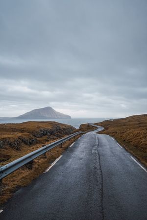 Winding road on hilly terrain