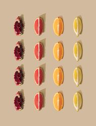 Pattern of grapefruit, orange, pomegranate and lemon slices