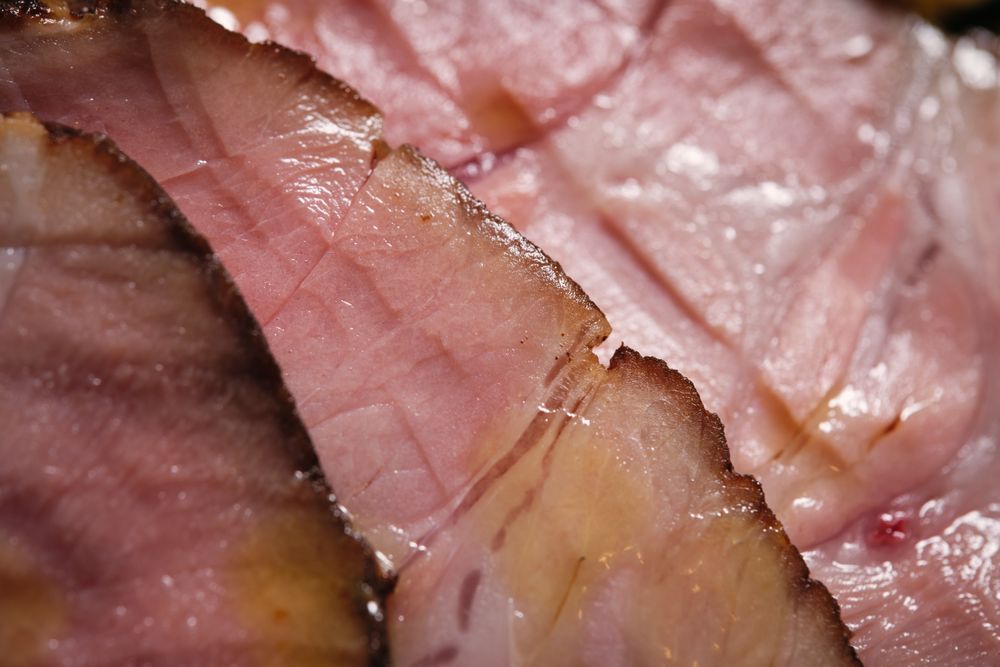 Closeup of raw meat freshly sliced with smooth surface