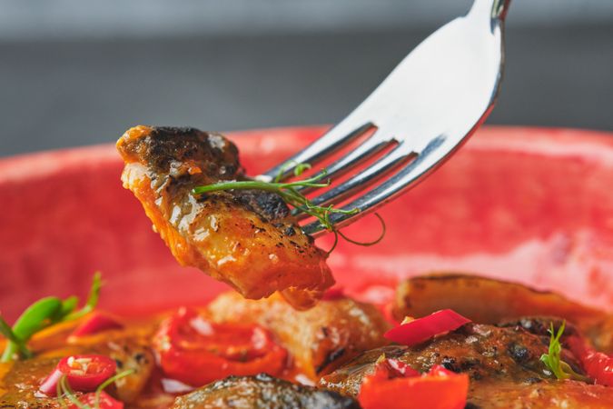 Eel in sauce with chili pepper