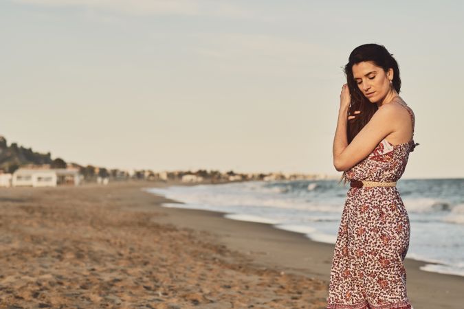 Woman with dress at the beach