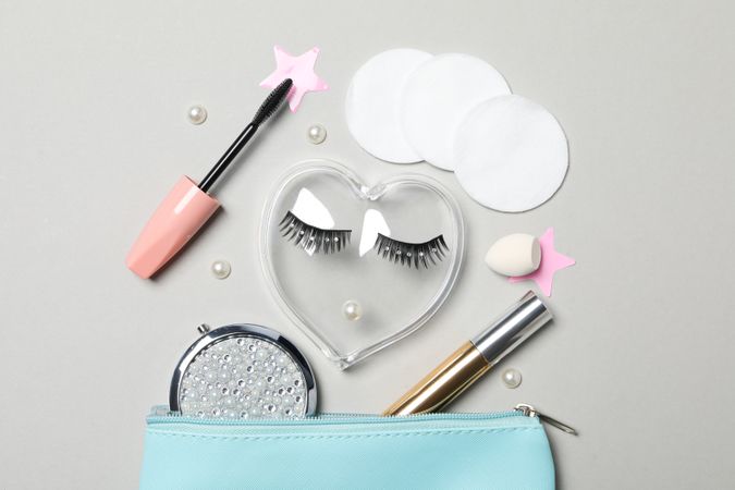 False eyelashes, concept of different makeup accessories