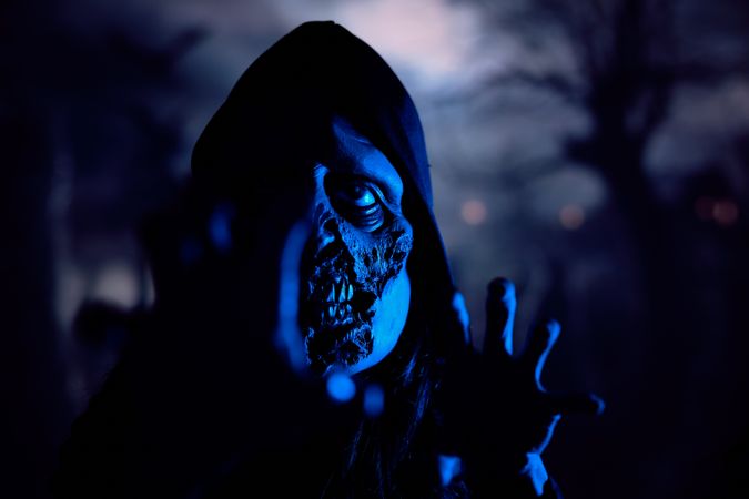 Horrible monster scaring camera at night