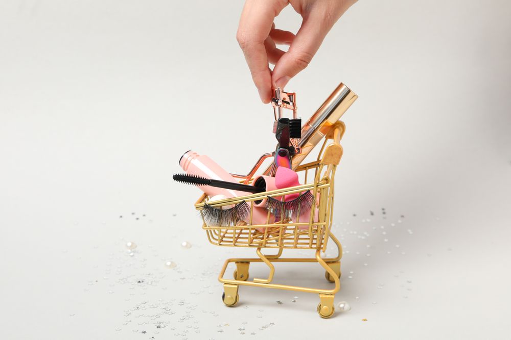 concept of cosmetology tools and beauty treatment, false eyelashes