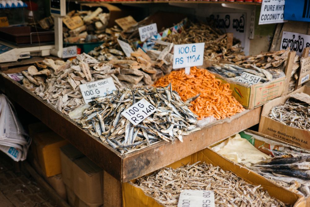 Dried fish at Sri Lankan market