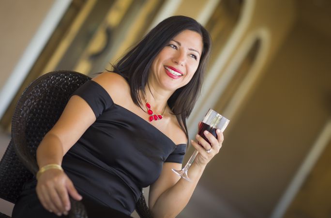 Portrait Outside Enjoying Wine
