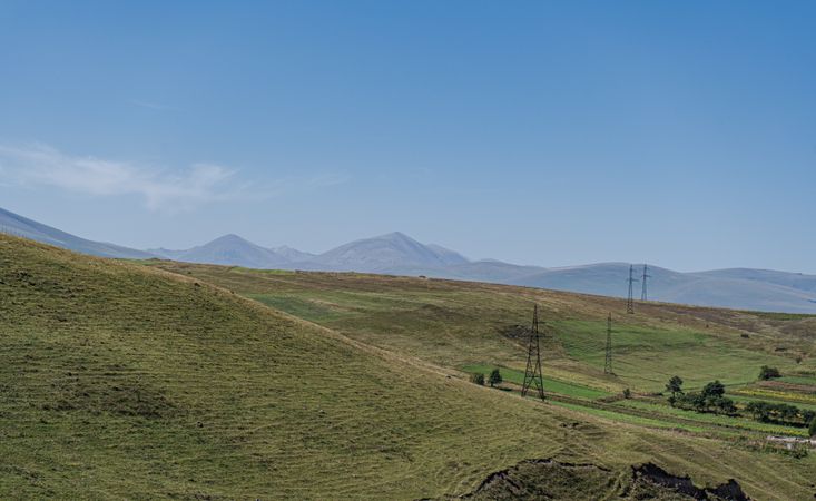 High voltage electricity tower landscape