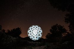Light painting in the dark night