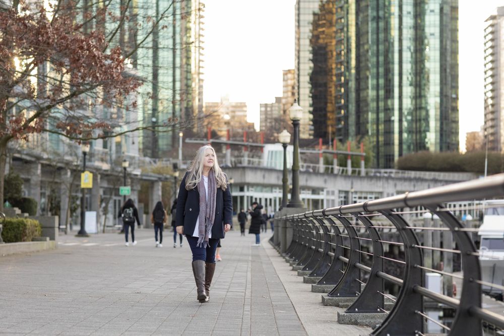 Happy woman walking