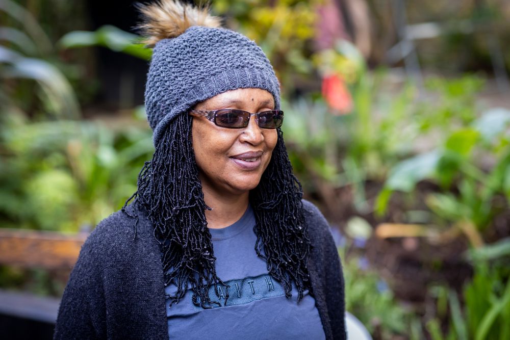 Portrait of older Black woman outside