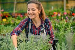 Positive woman working in garden