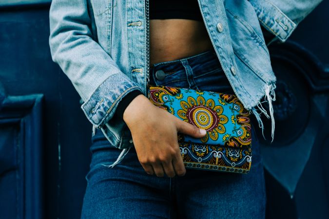 Stylish female with fashion bag