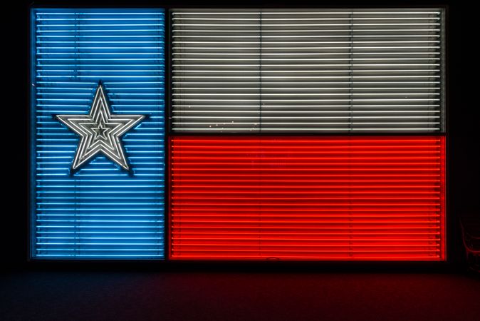 A neon version of the Texas "Lone Star" state flag, San Antonio, Texas