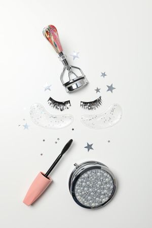 False eyelashes, concept of different makeup accessories