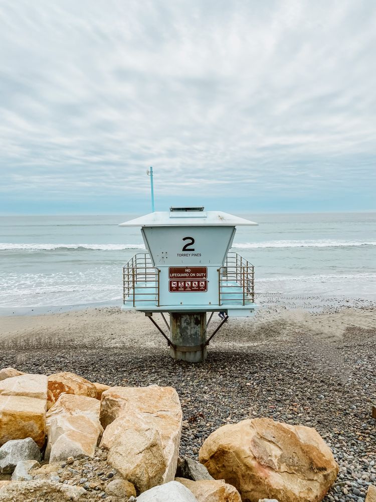 Lifeguard house on beach shore