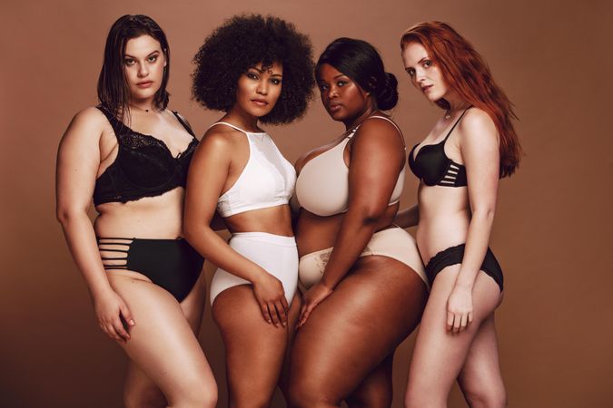 Beautiful models of all sizes wearing lingerie