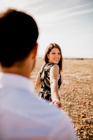 Loving couple in rye field