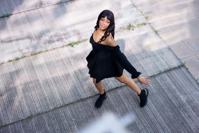 Female dancer performing looking up