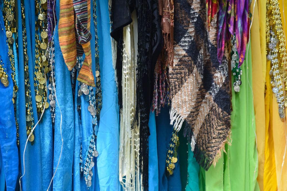 Texture, background, colorful scarves