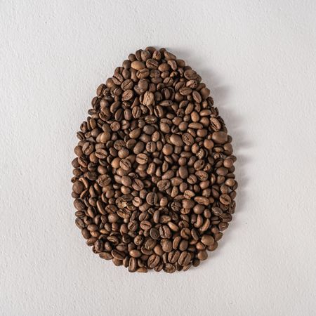 Coffee beans in egg shape