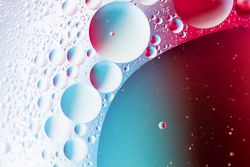 Abstract blue and red water bubbles