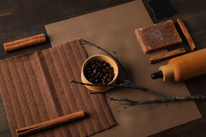 Flat lay of creative moodboard composition, concept of moodboard