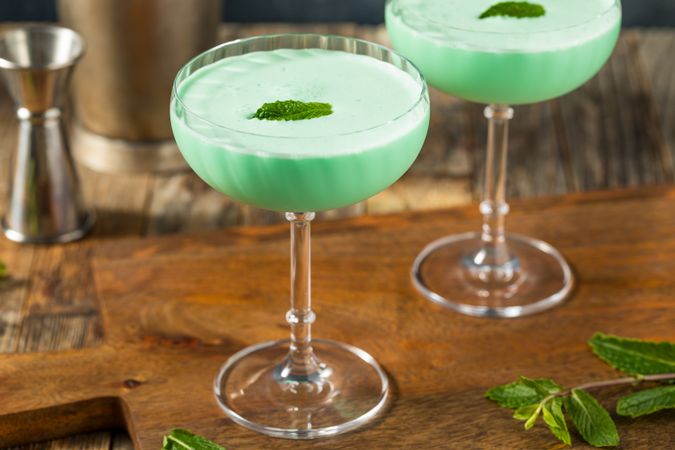 Boozy Mint Green Grasshopper Cocktail