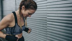 Sportswoman concentrated to train
