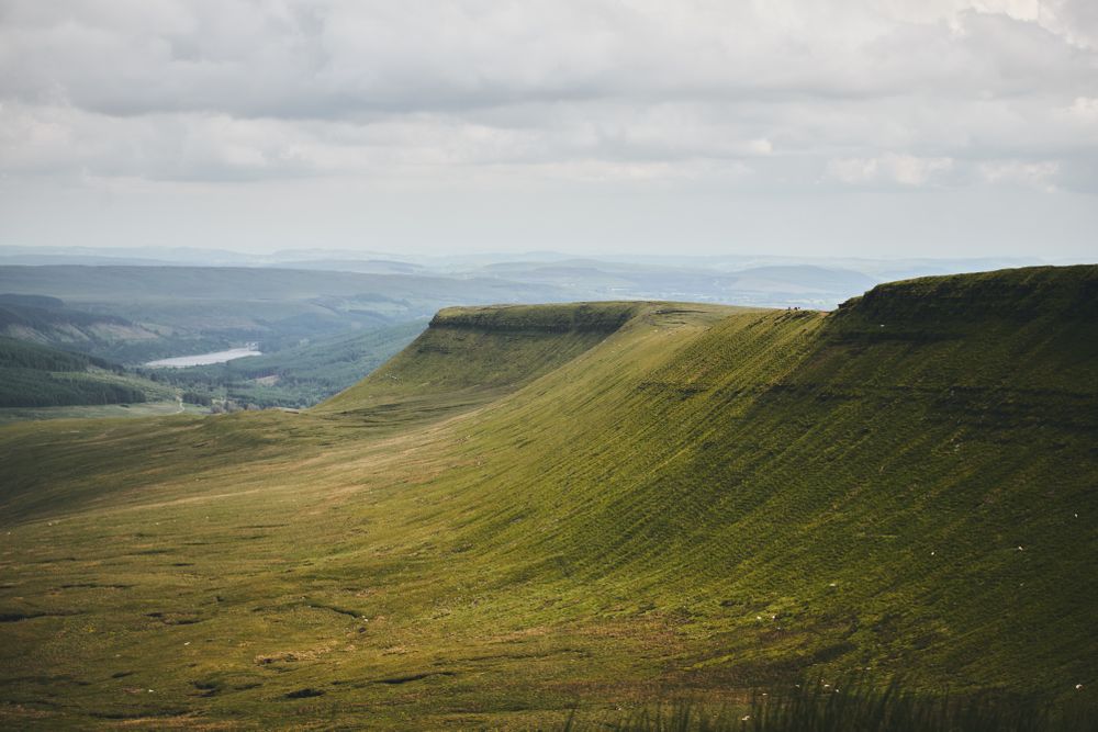 Beautiful grassy Brecon Beacons mountain range