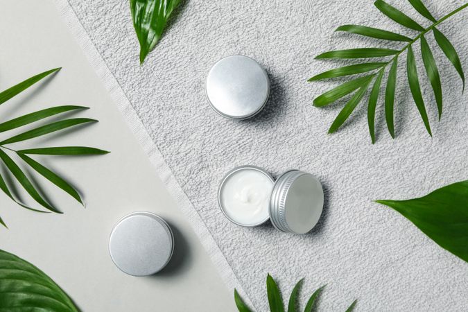 Concept of skin care, cream cosmetic, top view