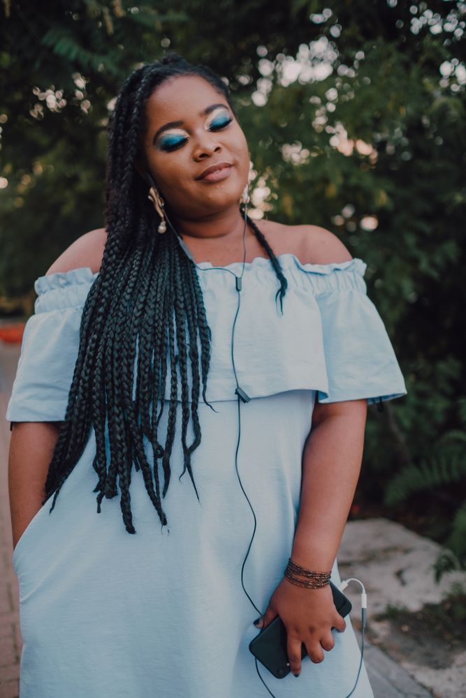 Happy trendy Black woman